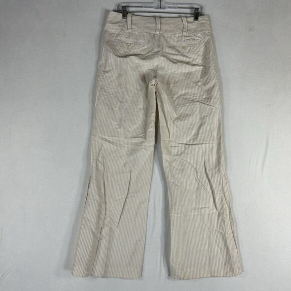 Banana Republic Relaxed Fit Wide Leg Linen Blend Pants Women's 6 Beige Striped - Picture 8 of 14